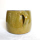 Cache pot vert olive en terre cuite émaillée