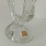 Paire de chandeliers vintage en verre ciselé années 60/70