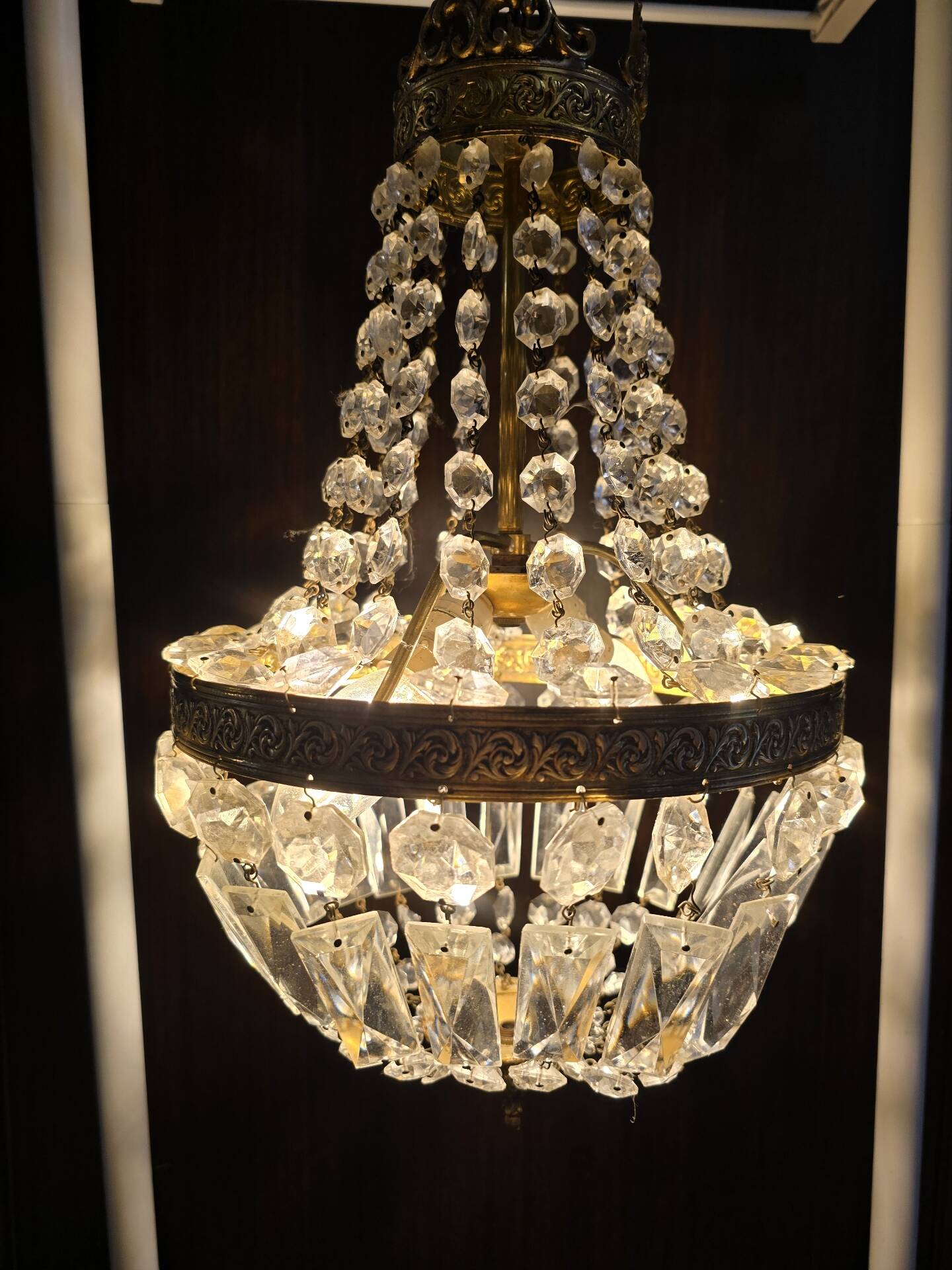 Lustre montgolfière verre et laiton