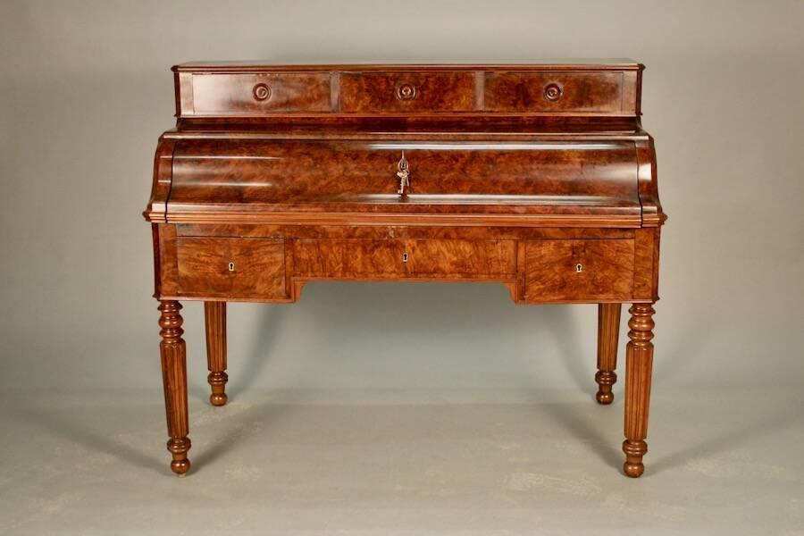 19th century walnut and burl walnut stepped desk