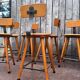 Vintage industrial workshop stool in wood, 1950s