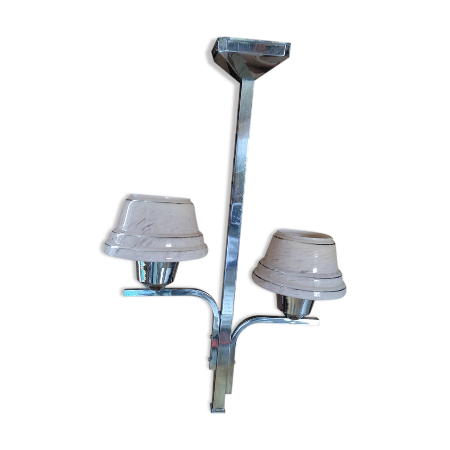 Chandelier support stainless steel globe tulip glass Clichy pink