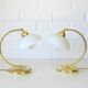 Pair of Vintage Elegant Desk Lamps Bedside Lamps Gold Metal and Glass