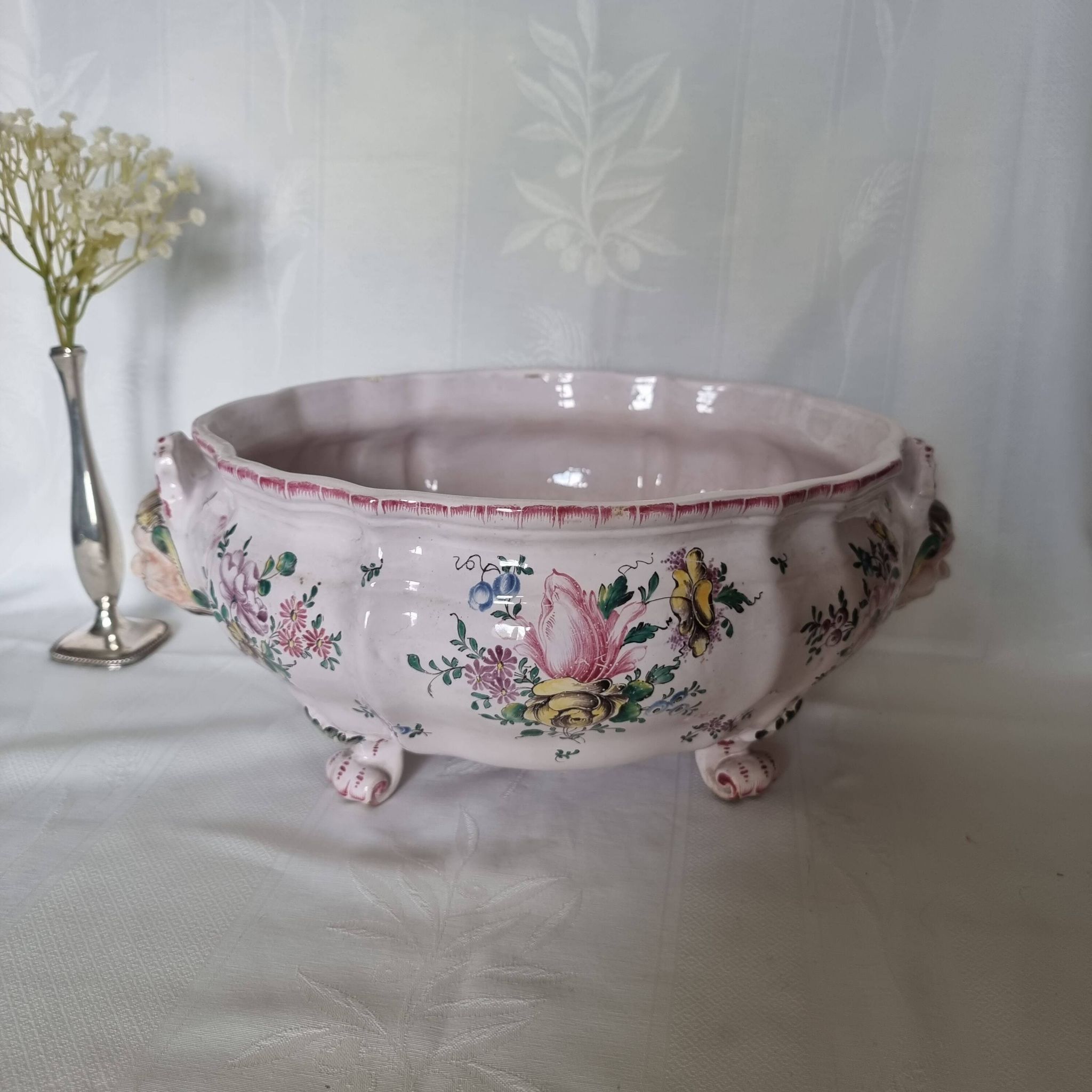 Antique 18th century Marseille earthenware planter by Veuve Perr