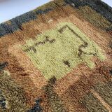 Tapis abstrait scandinave multicolore à poils hauts rya, suède, années 1960