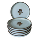 lot de 6 assiettes plates en grès émaillé fleurs 1970