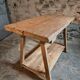 Old French work table / kitchen island / console, beech and chestnut, circa 1930–1950