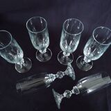 Flûtes à champagne en cristal de bohème, pied avec boule facetée