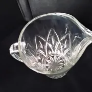Water carafe, jug, pressed moulded glass pitcher.