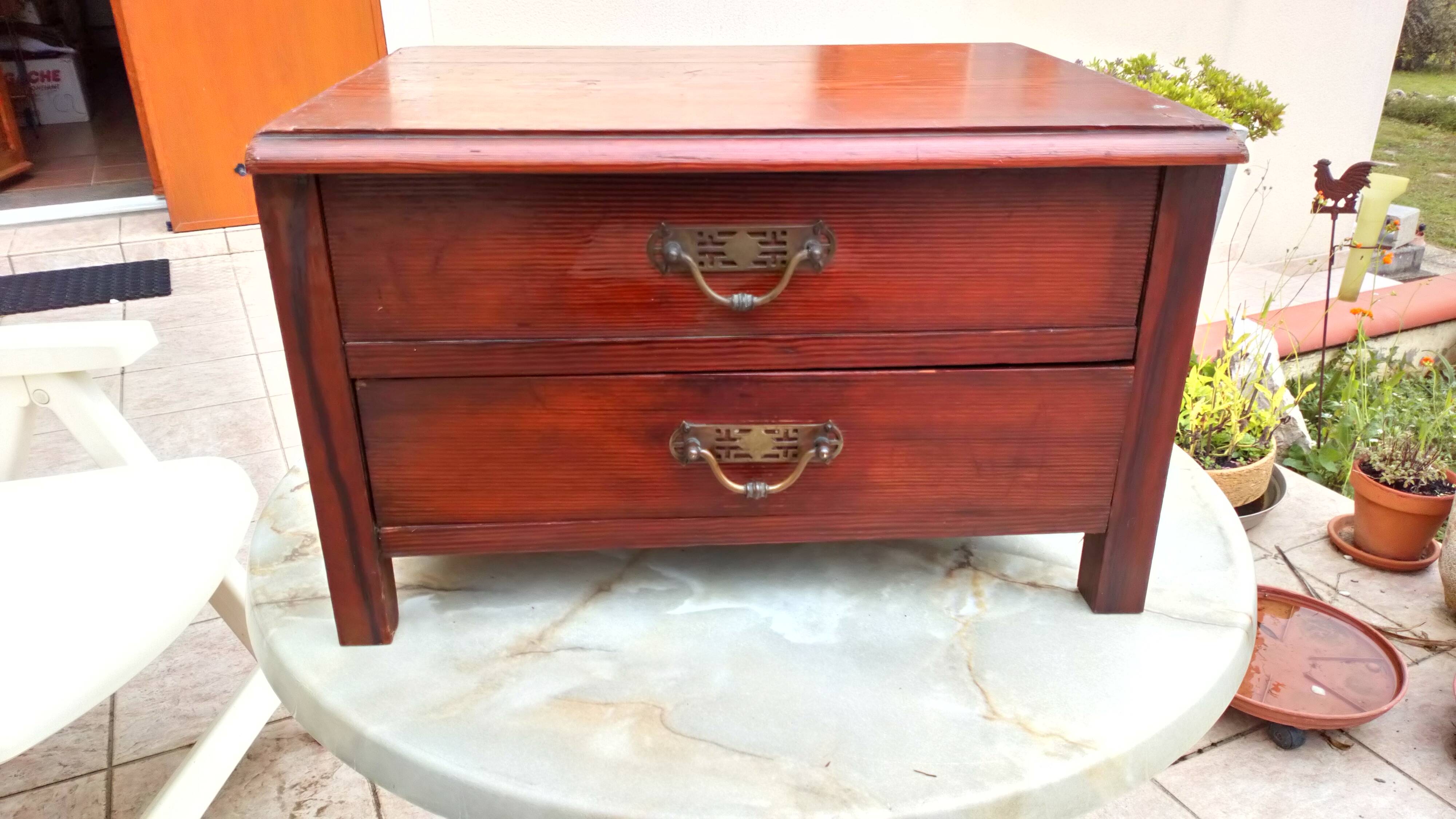 Small low cabinet for sewing from the 1930s.