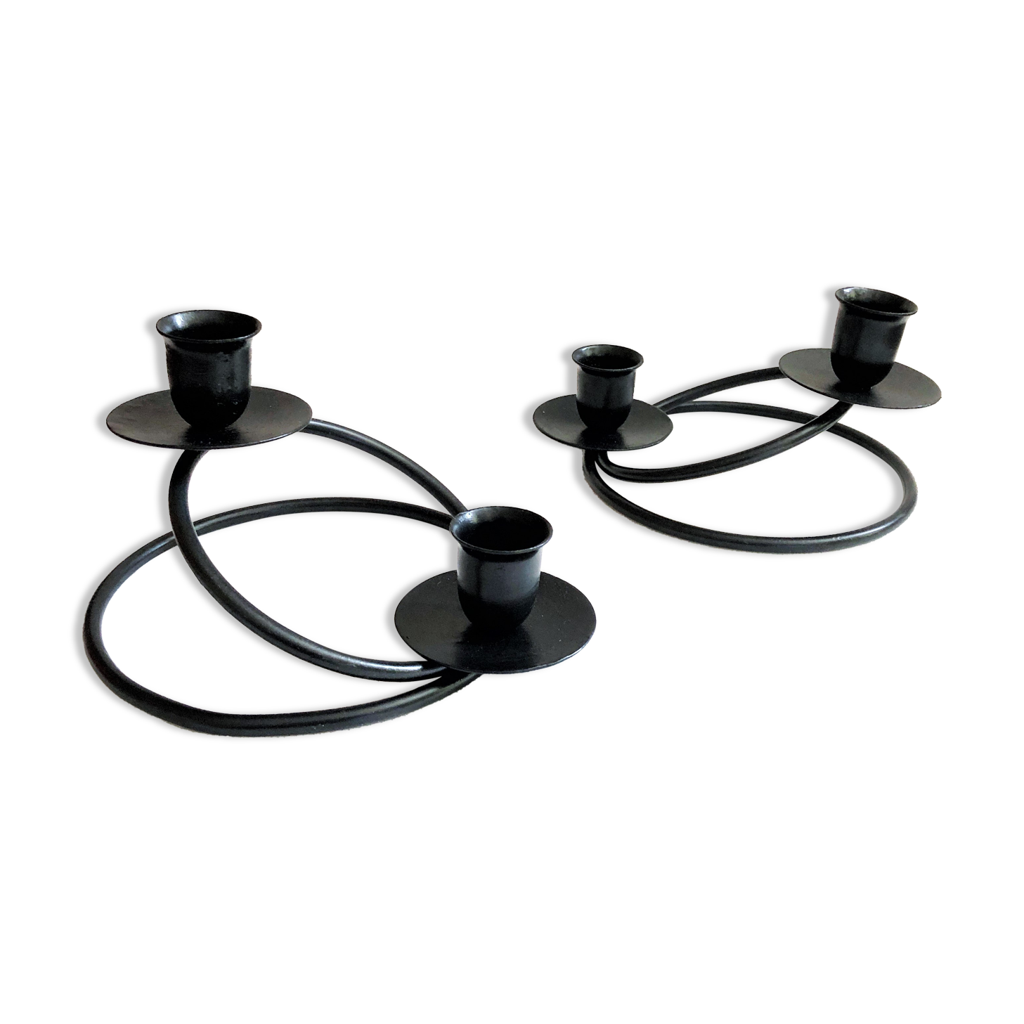 Pair of candlesticks candlesticks black wrought iron