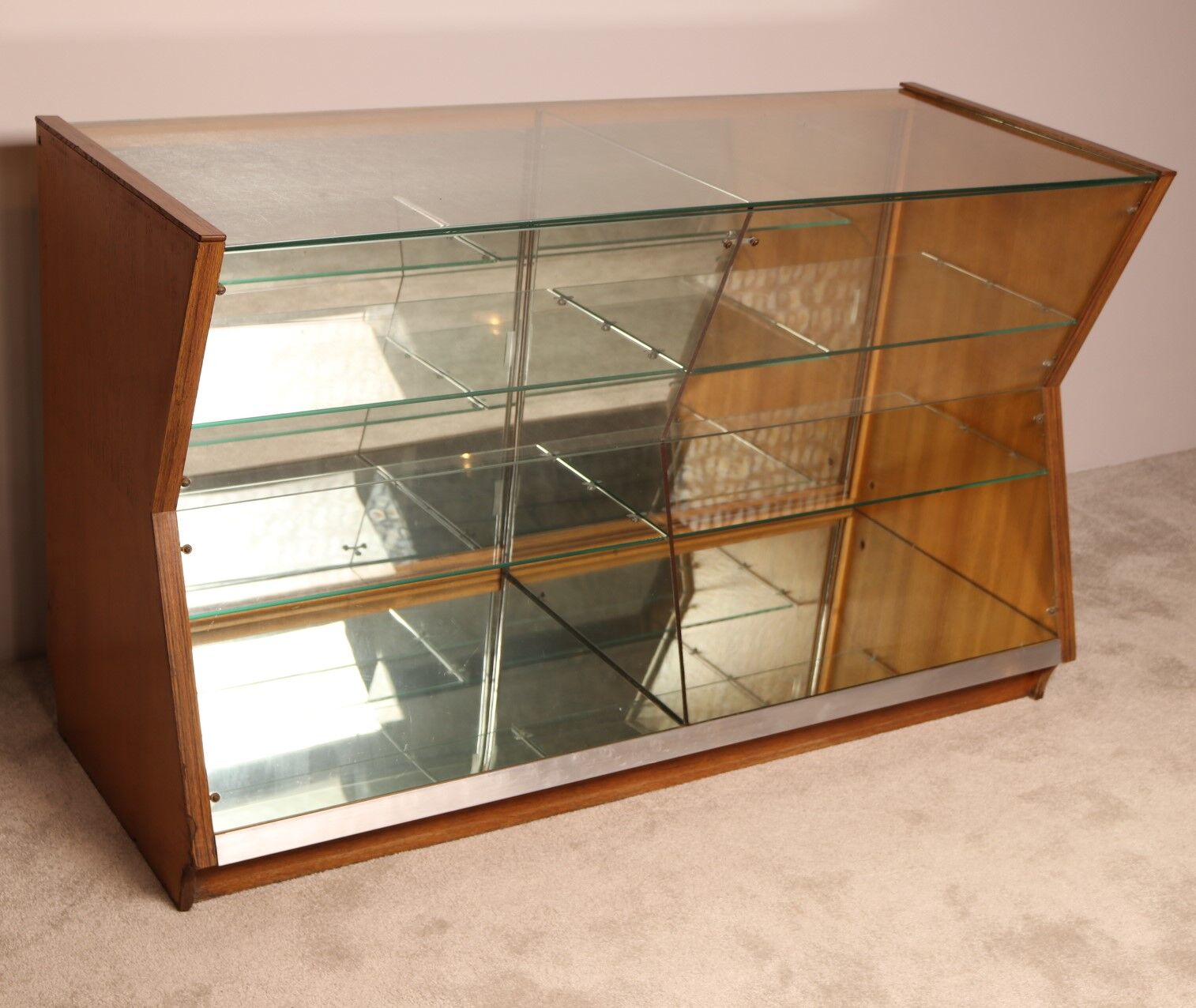 Vintage diamond shaped display cabinet - Belgium 1950's