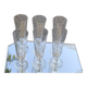 6 champagne flutes in glass and crystal, chiseled, vintage