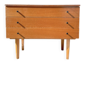 Vintage Scandinavian commode from the 1950s – Wooden furniture with 3 drawers, Nordic furniture, retro storage.
