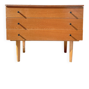 Commode scandinave vintage années 50 – Meuble en bois 3 tiroirs, mobilier nordique, rangement rétro