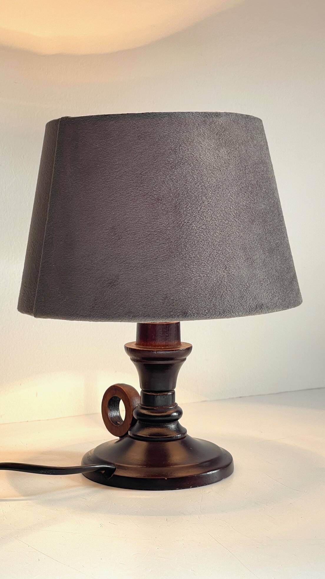 Vintage wooden candle holder lamp