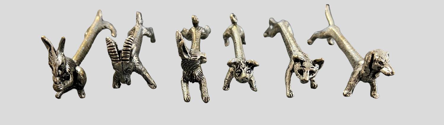 Set of 6 silver-plated animal knife rests