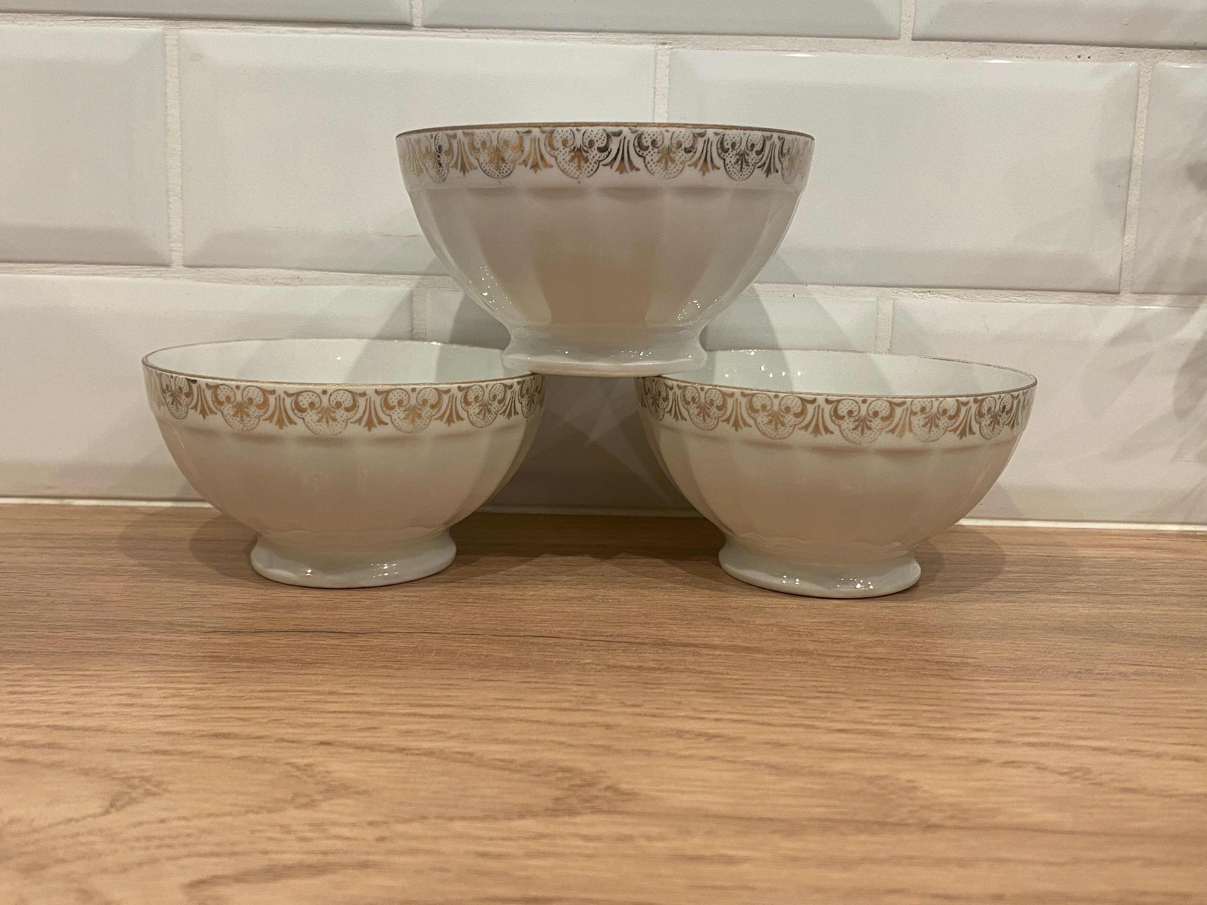 3 small faceted bowls