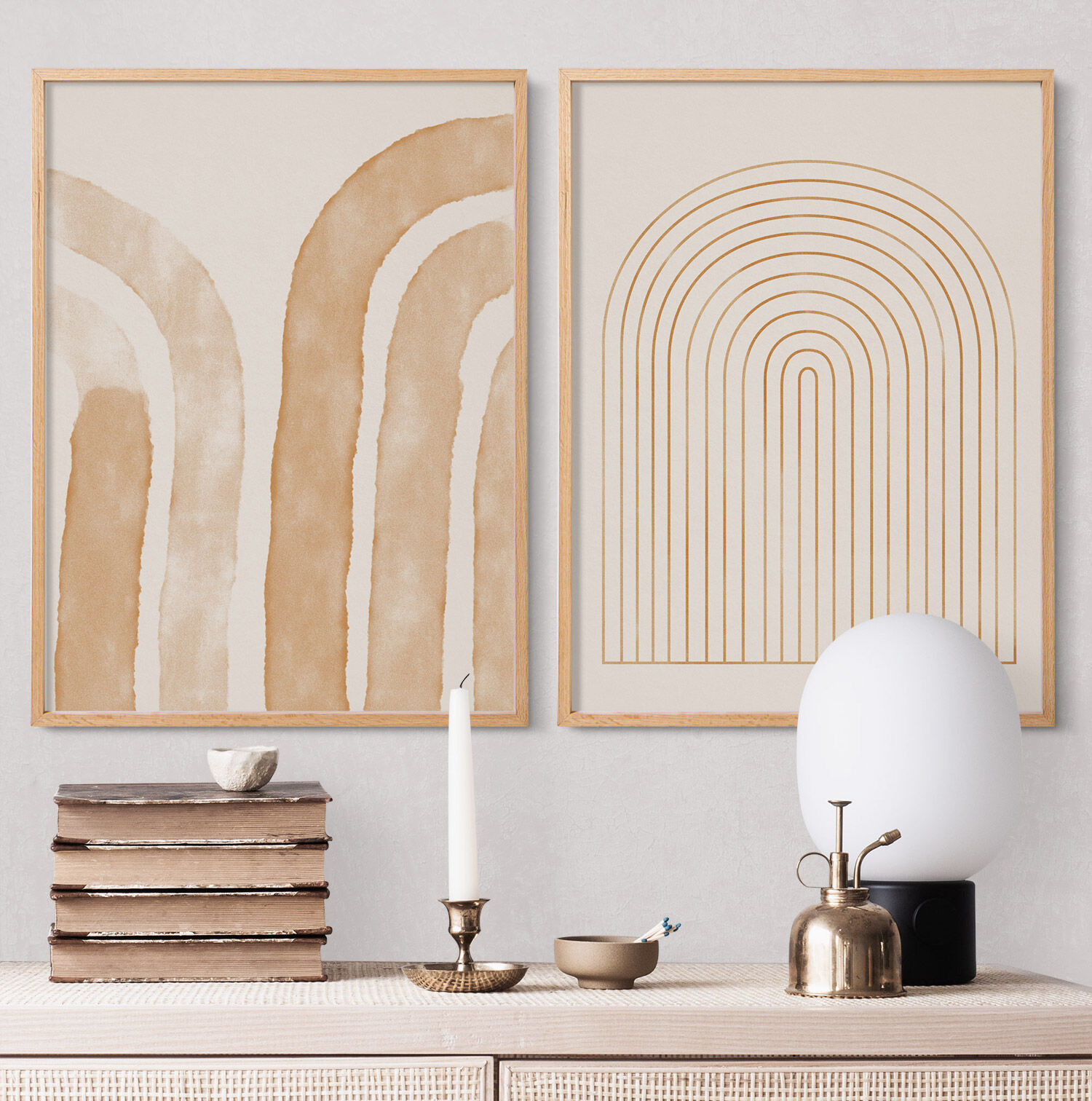Pair of giclee prints, abstract wall art set of two, 50x70cm