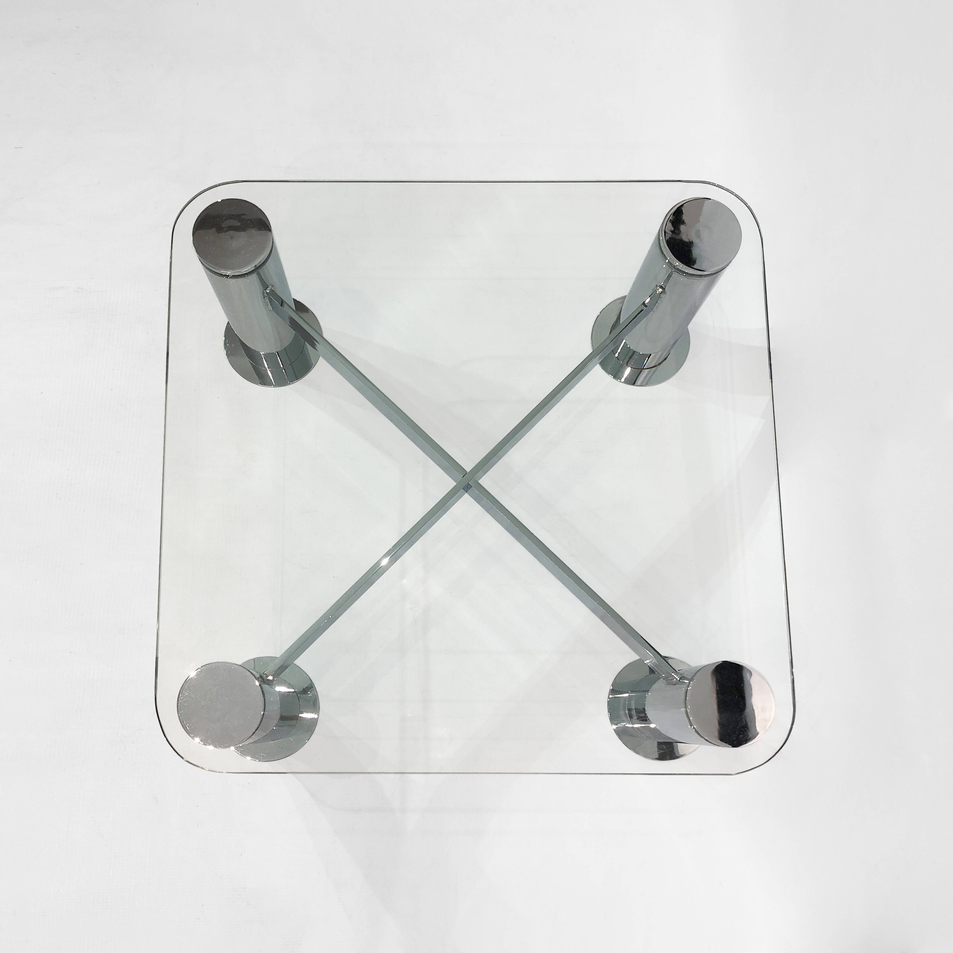 Pace Postmodern Coffee Table 1980s Vintage Retro Italy Chrome Glass