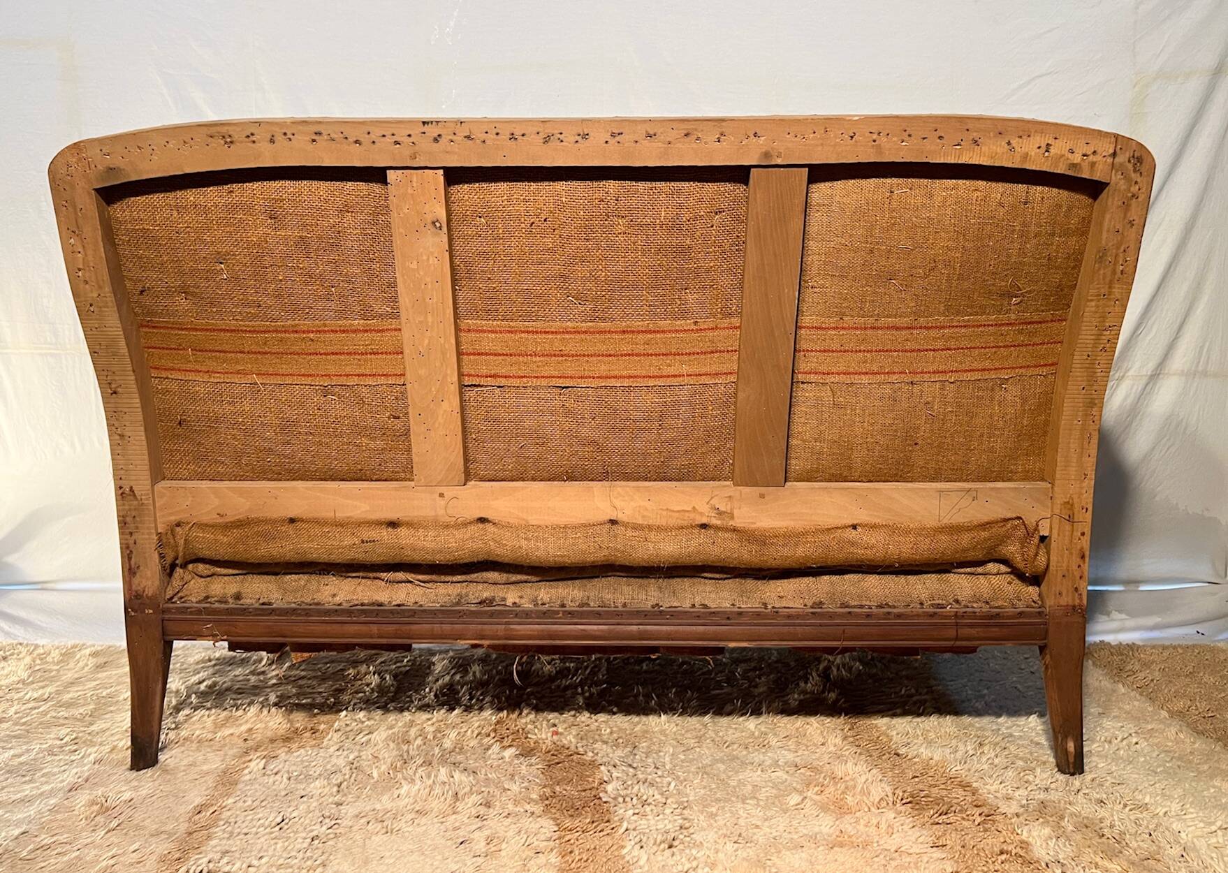 19th century Louis Philippe 3-seater sofa in walnut, ready to upholster