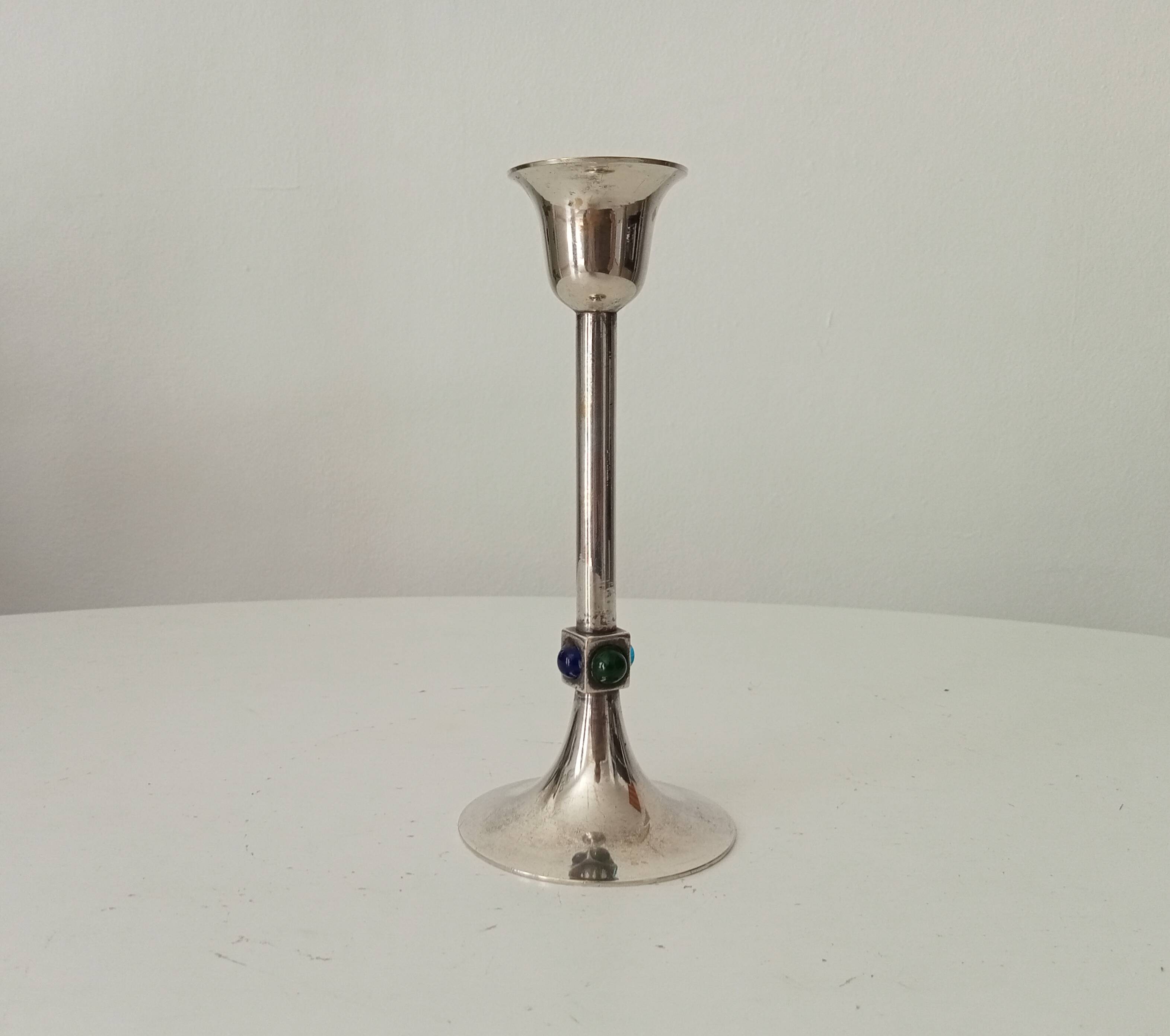 Vintage silver metal candle holder