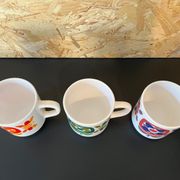 3 cups Mugs mobil 1972 designer Jean-Charles Meunier Arcopal editor