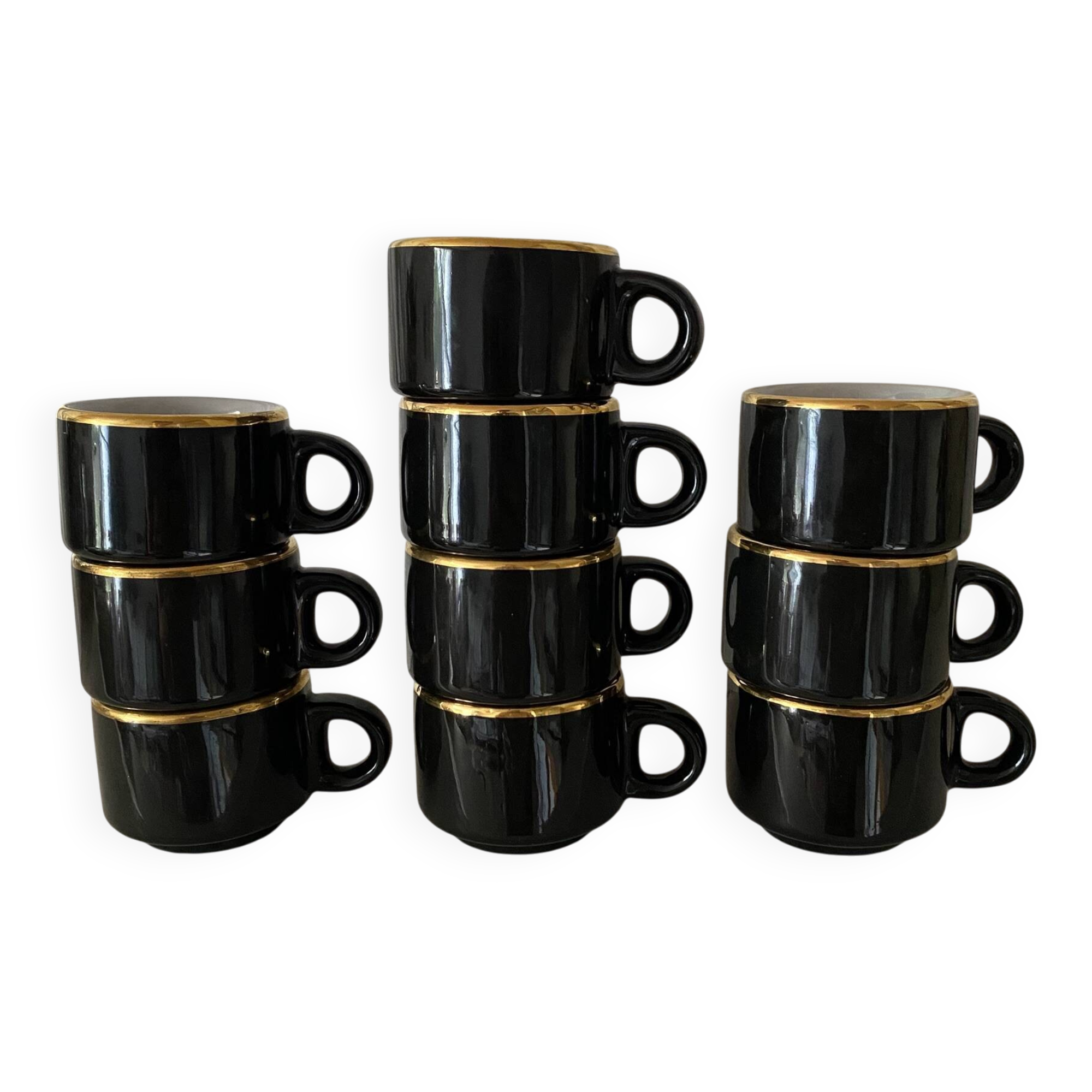 Tasses bistrots , tasses à café espresso porcelaine 80's