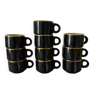 Tasses bistrots , tasses à café espresso porcelaine 80's