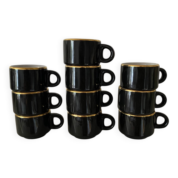 Tasses bistrots , tasses à café espresso porcelaine 80's