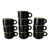 Bistro mugs, porcelain espresso coffee cups from the 80s.
