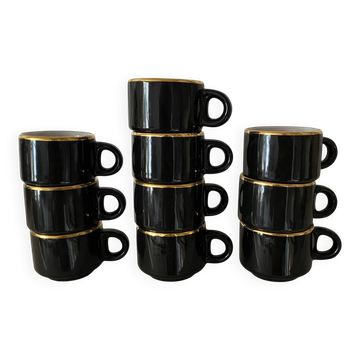 Bistro mugs, porcelain espresso coffee cups from the 80s.