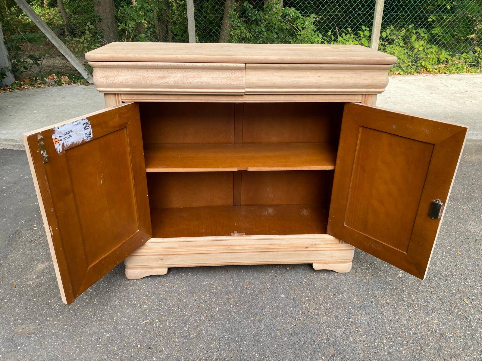Louis Philippe buffet with 2 drawers and 2 doors, stripped wood from the 2000s.