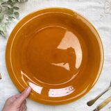 Vintage Longchamp amber earthenware dish, France 1970