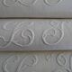 10 old embroidered napkins with L.J monogrammed damask cotton