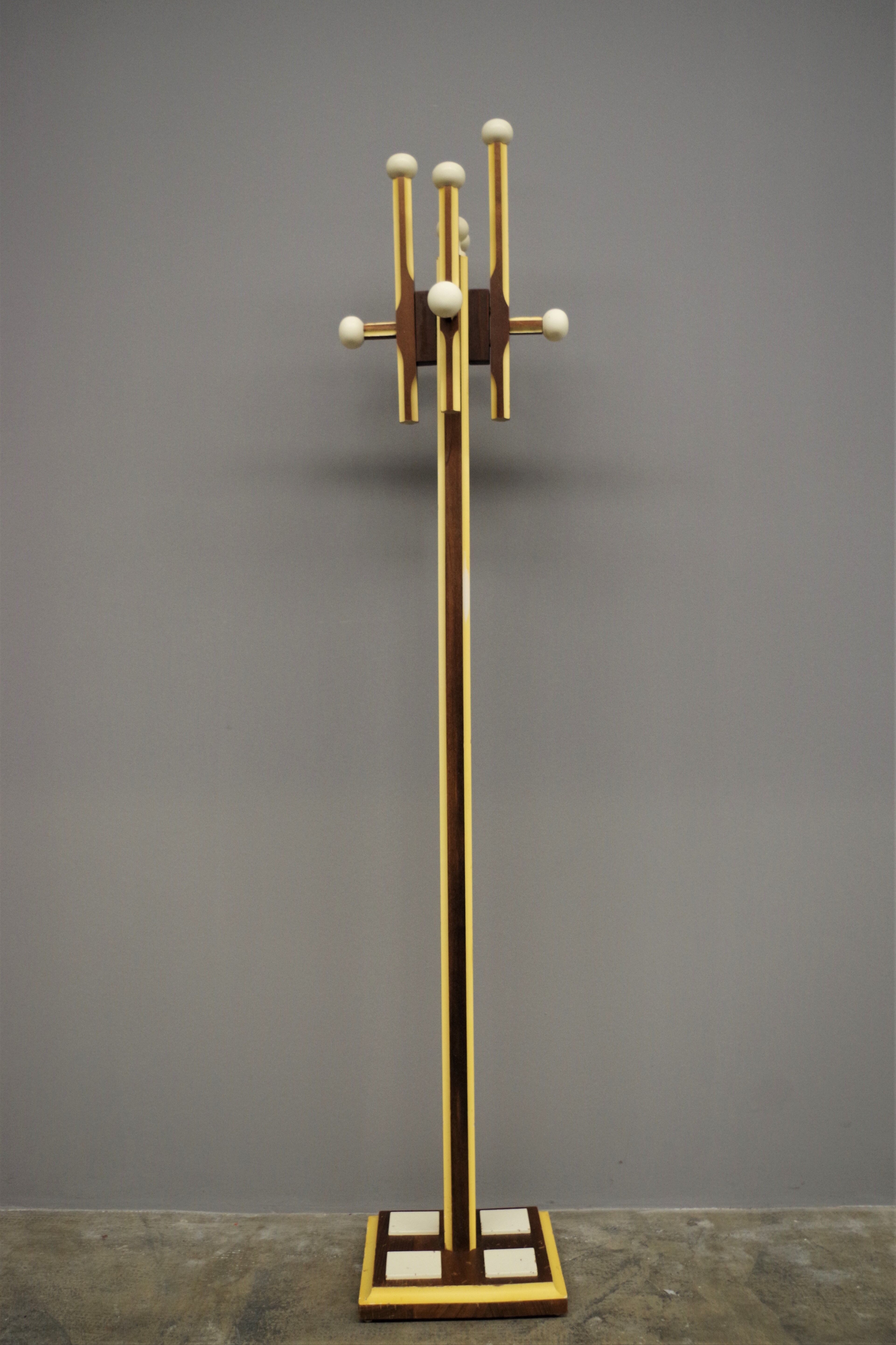 Wooden column coat rack  1965