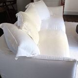White washed linen sofa