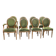 Set of 8 Louis XVI medallion chairs and armchairs in green velvet, 1950.