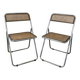 Paire de chaises pliantes chrome et cannage