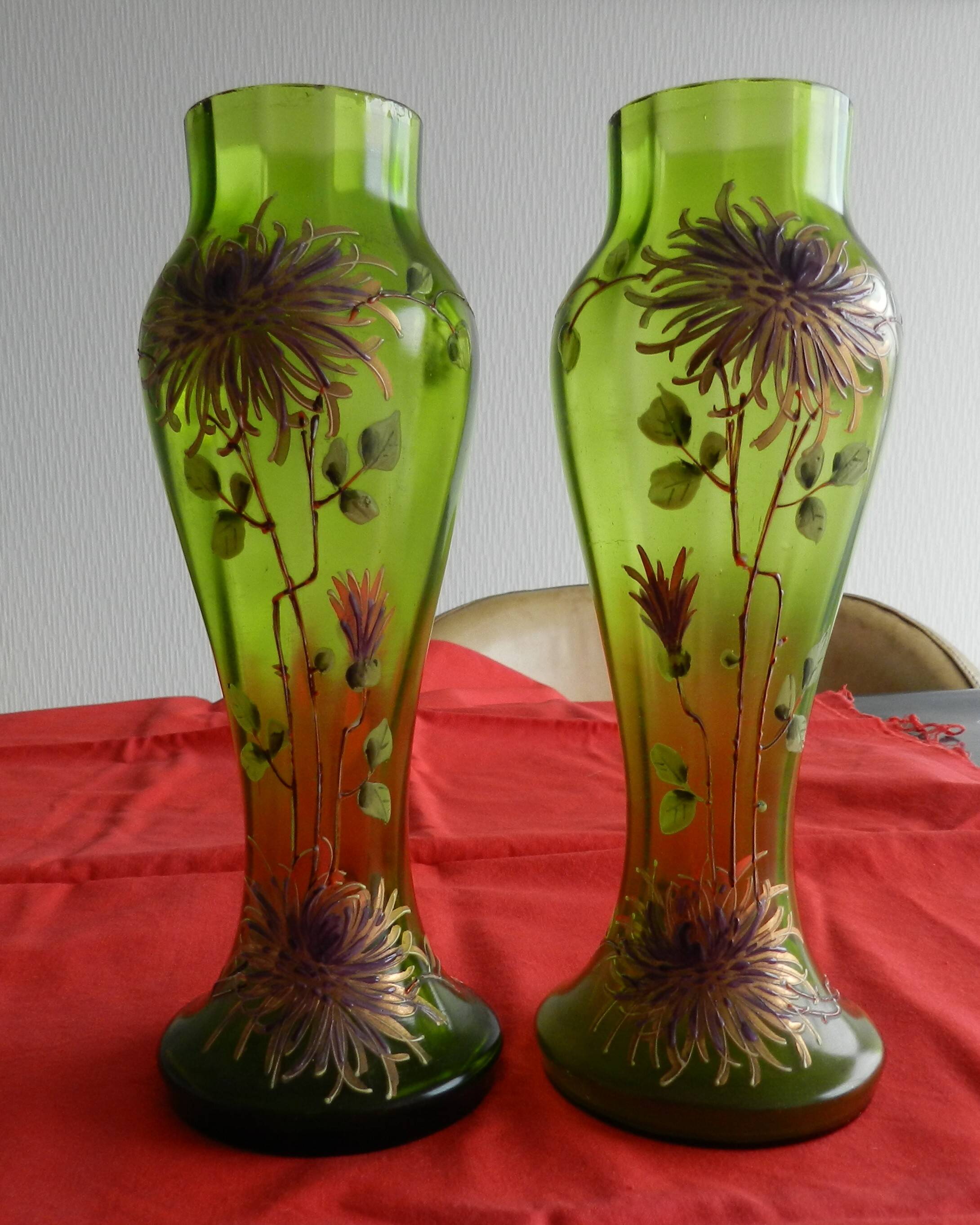 Pair of Enamelled Vases, late 19th century