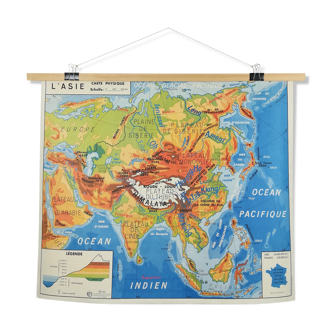Affiche scolaire mdi carte physique asie et amerique du nord