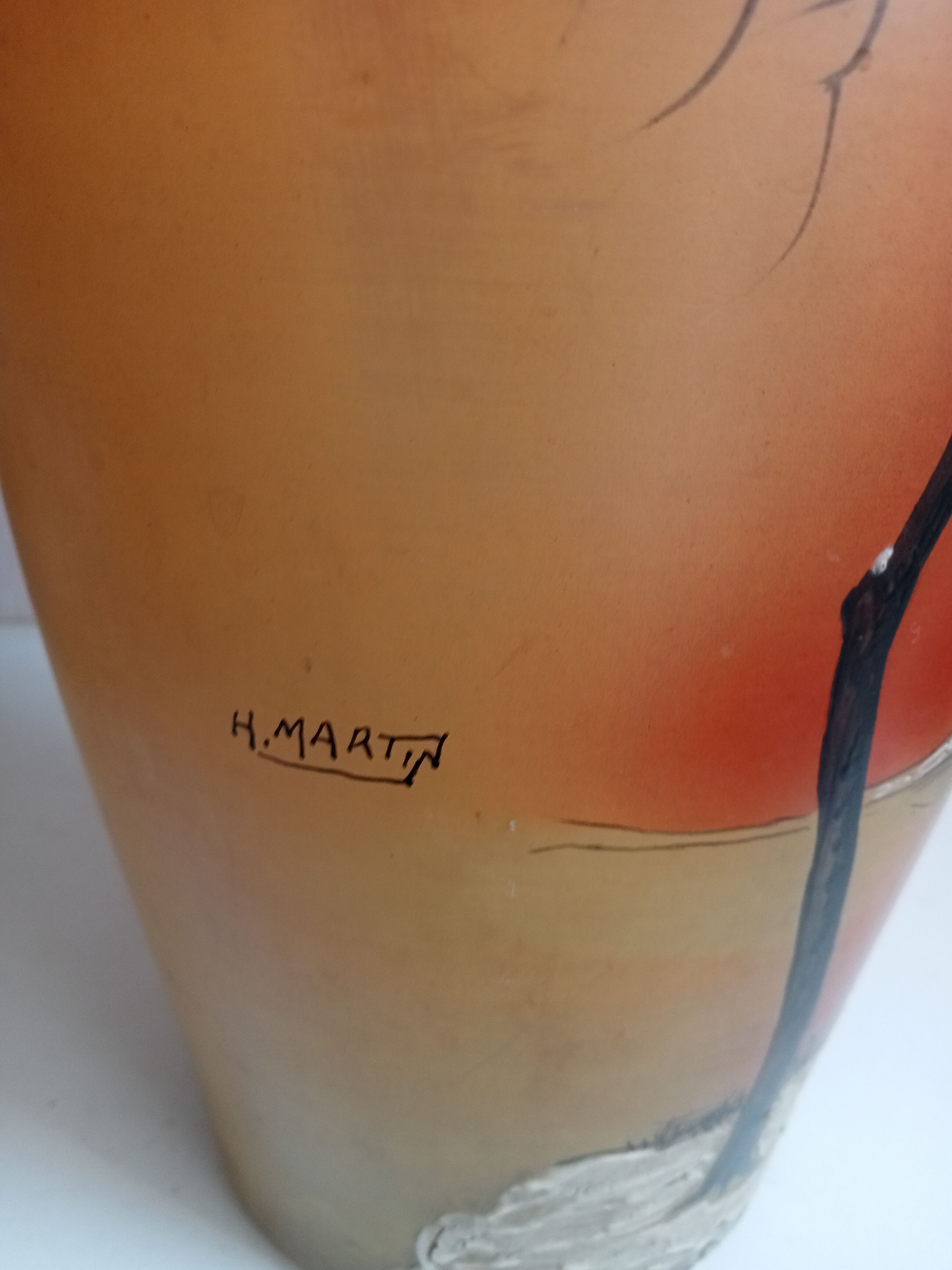 old vase signed henri martin painted by hand