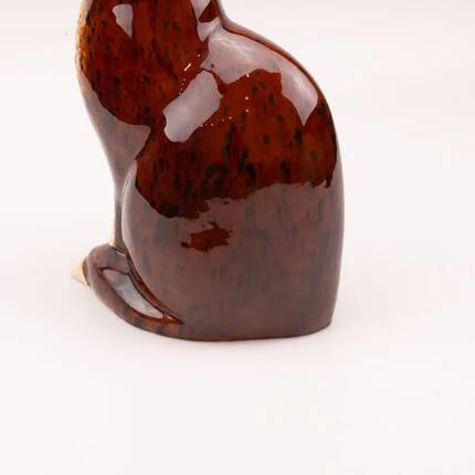 Large glazed ceramic cat figurine - mid-century style - 36 cm
