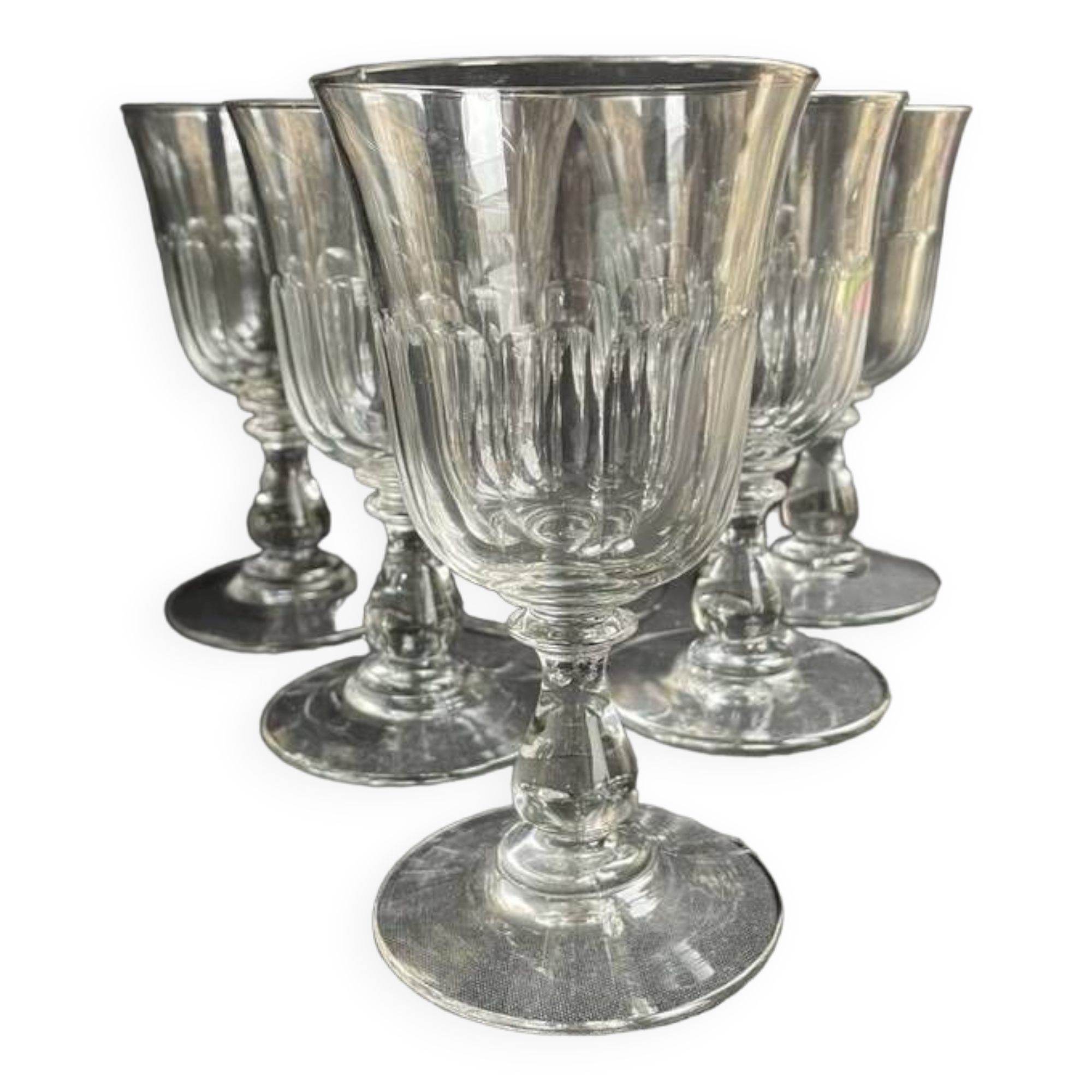 6 19th century water glasses – Establishments Legras