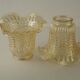 Matching Pair of Vintage French Amber Patterned Glass Shades 5594