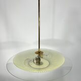 Lustre en verre incurvé du milieu du siècle des années 50