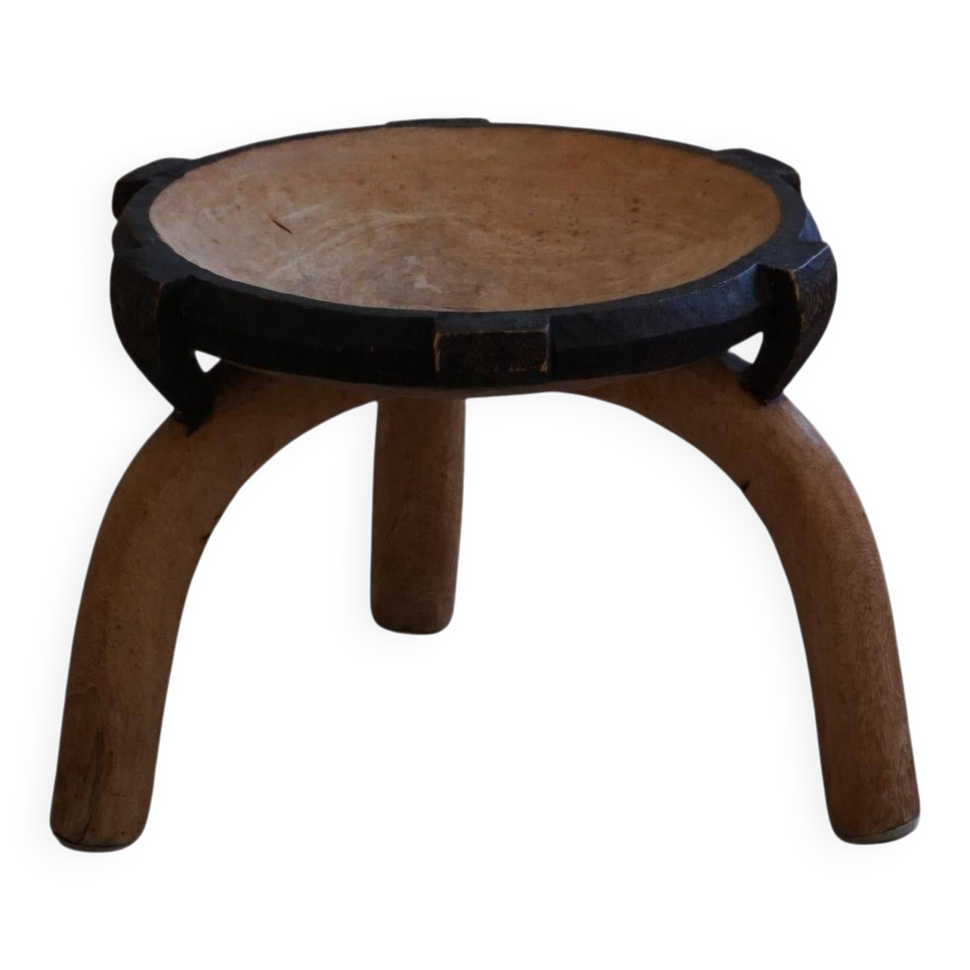 Wabi Sabi tripod stool / Solid wood side table, Scandinavia, 1950s
