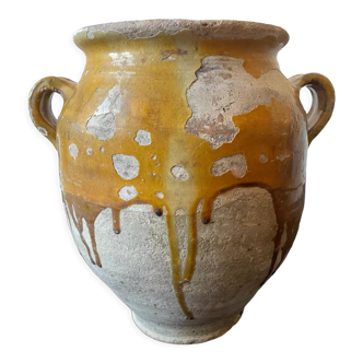 Yellow glazed terracotta confit pot France 19th century