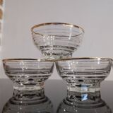 Set of 6 champagne glasses with gold edging and vintage star feet