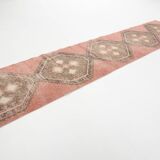 3x12 Soft Pastel Pale Red Turkish Vintage Runner Rug